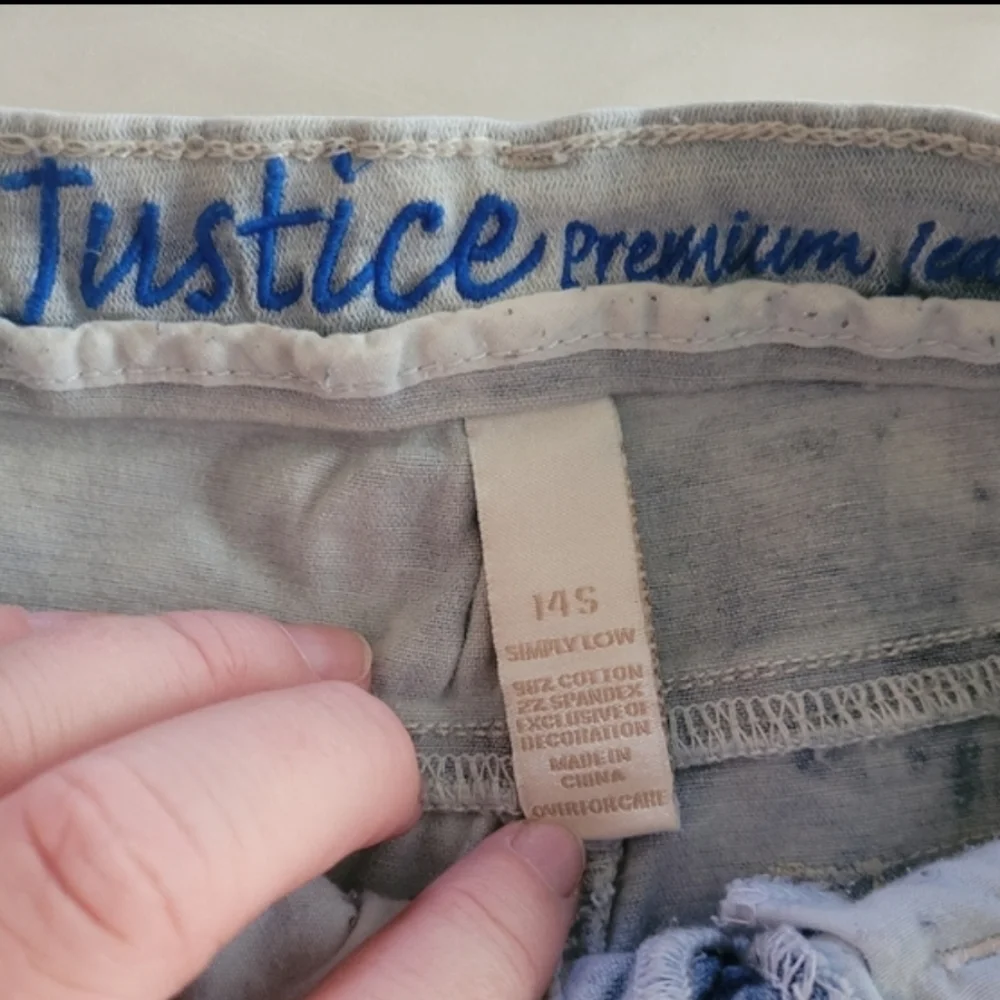 Justice Premium Tie Day Dark and Light Blue Denim Legging Jeans Size 14s Girls